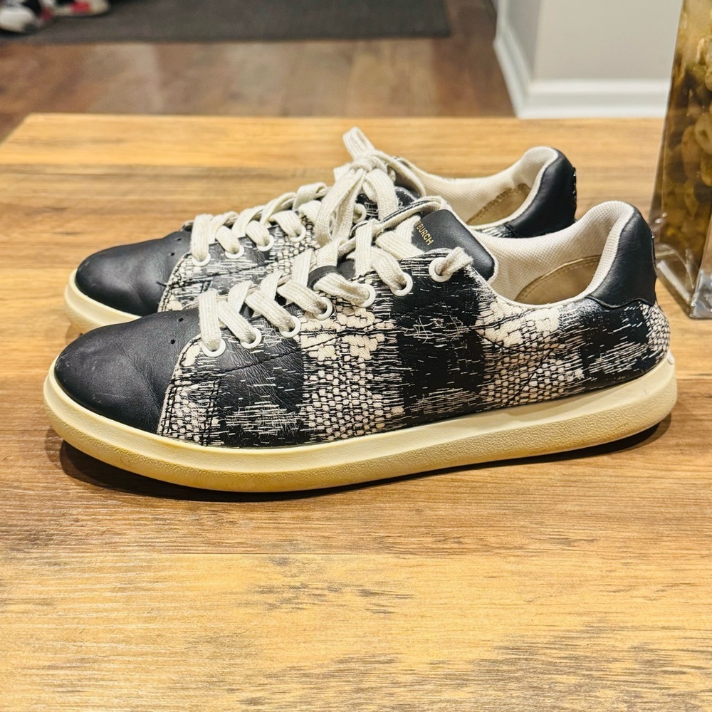 Tory Burch Howell Court Printed Tumbled Leather Women's Size 7 M Black White - Picture 4 of 5